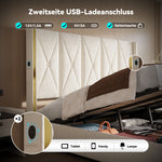 Storage Bed with LED, USB & Hydraulic Storage, 180x200cm, Velour