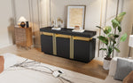 Sideboard, Display Cabinet with 3 Doors, Adjustable Dividers, Black and Gold