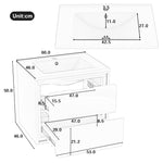 Wall-Mounted Bathroom Vanity Unit with Integrated Sink and LED Radar Sensor Lighting, White