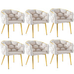 Luxurious Velvet Chairs Set of 6 Modern Gold Legs - Beige