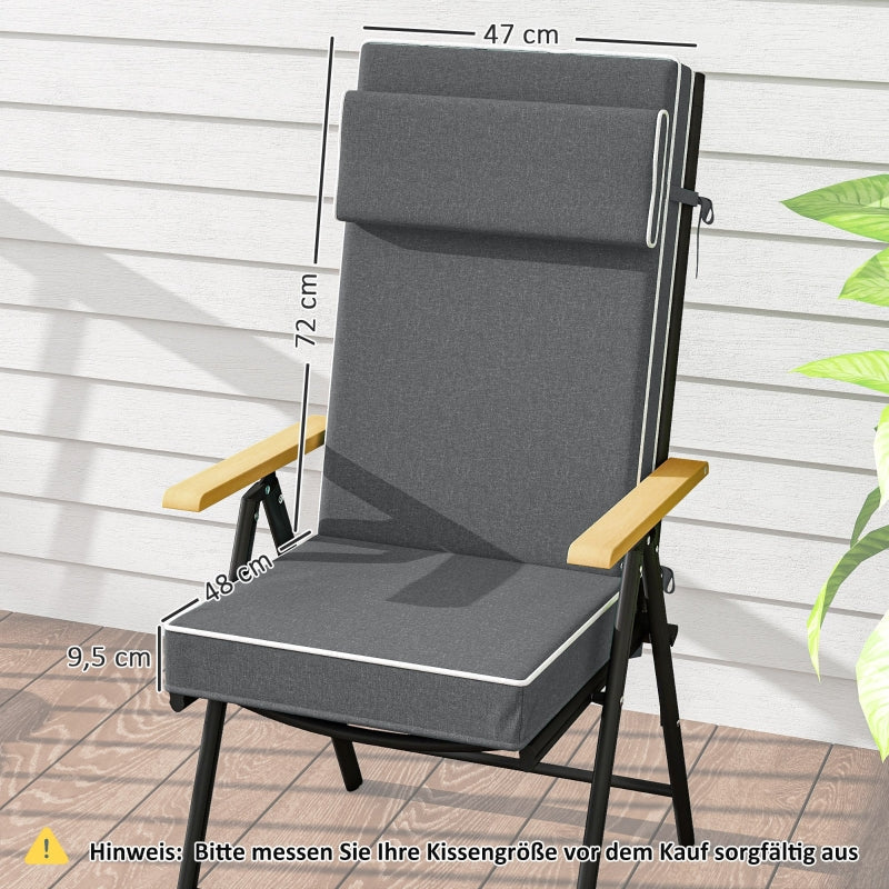 Seat Cushion, Water-Repellent, Headrest, Dark Grey