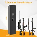 Gun Cabinet 5 Long Guns Rifles Pistols Quick Access Steel Safe 138x30x30cm