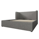 Upholstered Double Bed with Hydraulic Storage and Slatted Base, 180x200cm, Grey Linen
