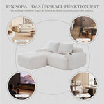 Modular Corduroy Sofa for 2 People with Ottomans, Cup Holder and Side Pocket, Beige