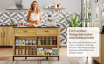 Kitchen Island Country Style 2 Drawers 4 Shelves Bar Area - Oak Wood/Black Marble