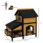 Cat House, 2-Level Outdoor Hut with Flower Box, Fir Wood Yellow