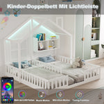 Children's House Bed 90x200 cm with LED & Storage, White