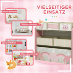 Children's Wardrobe 6 Fabric Boxes Cute Motif 63x30x66cm - Pink