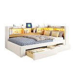 3-in-1 Sofa Bed 90x200 Extendable Daybed with LED & Drawers