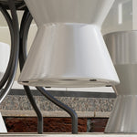 Ceramic Stool, Hourglass Shape, Weatherproof, Light Grey
