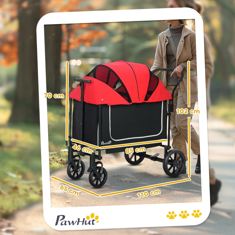 Dog Stroller, Foldable Buggy for Dogs & Cats, up to 30 kg, Red