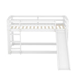 Bunk Bed 90x200cm with Slide, Solid Wood Frame for Kids & Teens, White