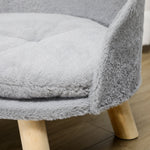 PawHut Dog Bed Cat Bed Sofa with Non-Slip Wooden Feet and Cushion, Grey