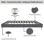 Modern Minimalist Bed Frame 160x200CM Low Box, Dutch Velvet Gray