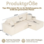 Modular L-shaped Corner Sofa 2-Seater Chaise Longue Corduroy Beige