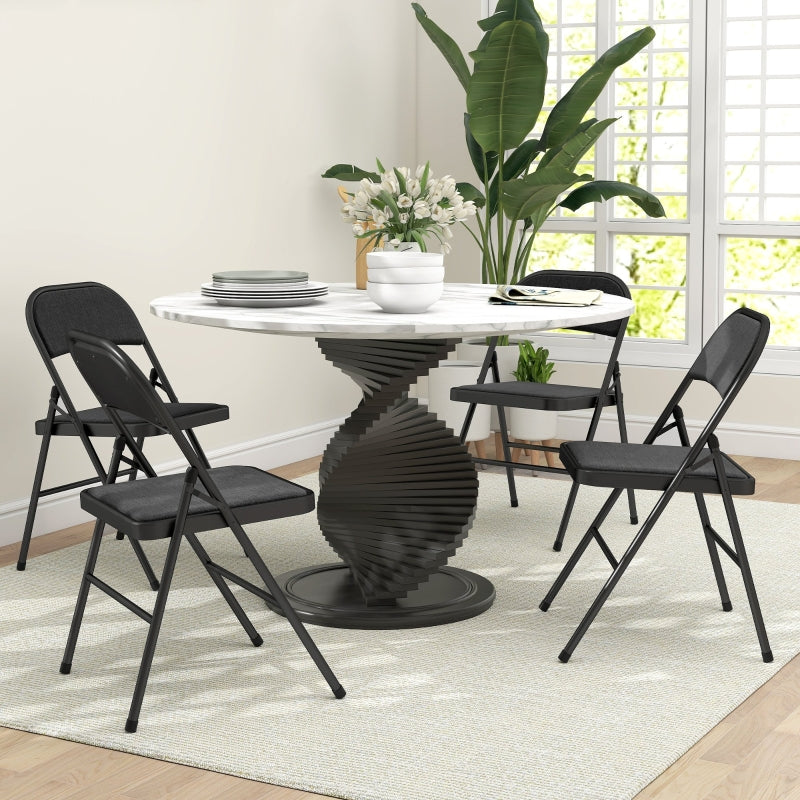 Folding Chairs, Portable Office with Cushions, Black
