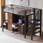 Loft Bed 90x200 Sturdy Construction Storage Stairs Metal