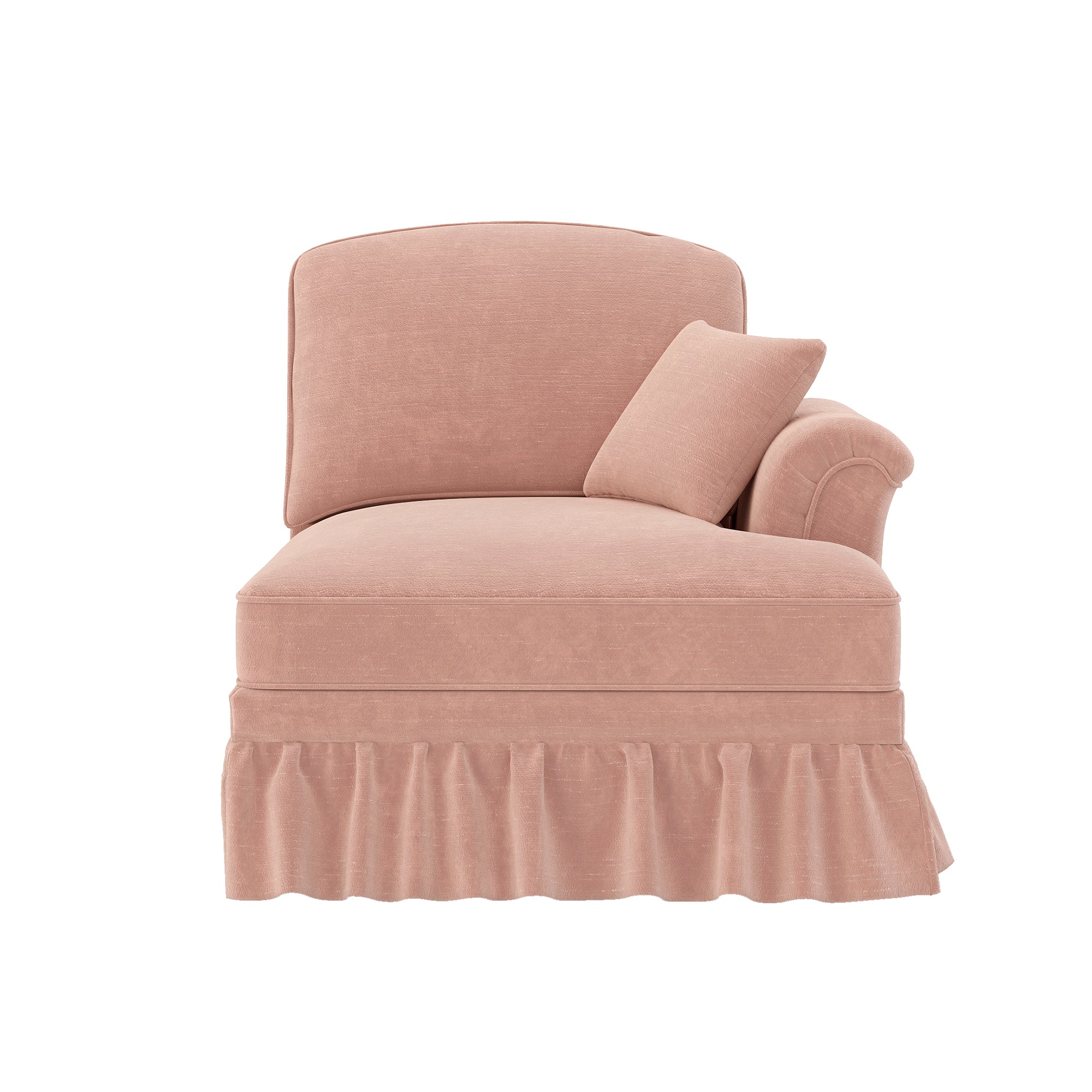 Windsor Sofa RSF with Removable Skirt and 1 Cushion, Pink Chenille