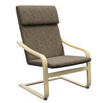 Recliner Chair, Headrest, Linen Look, Birch Wood, Brown