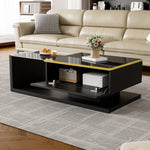 Coffee Table 100cm Long Glass LED Effect High-Gloss Black