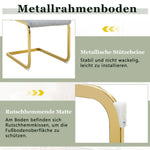 Dining Chair Set of 2, High Backrest and Gold Metal Frame, Light Grey PU Leather