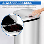 Automatic Trash Can with Sensor, Kitchen Waste Bin, Stainless Steel, Silver (50L)