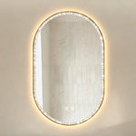 Oval Bathroom Mirror 50x80cm LED Anti-Fog Brushed Gold Frame