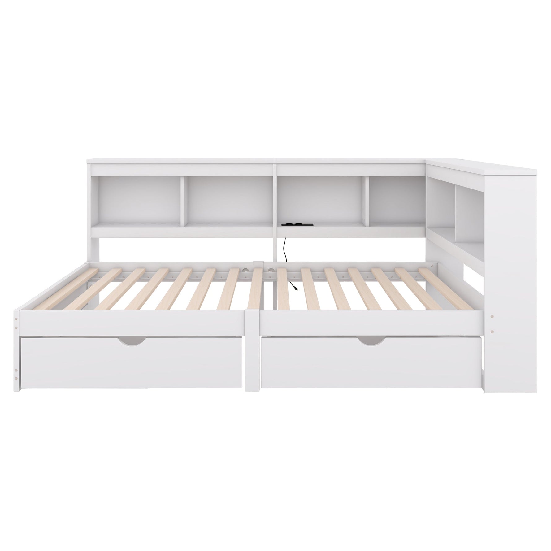 Daybed Sofa Bed 90x200cm 2 Drawers Power Outlet USB - White Chipboard