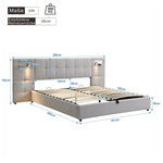 Upholstered Bed 180x200cm Hydraulic Storage USB Wireless Charging Lamp - Linen Grey