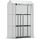 Greenhouse with Shelves, Roller Door, UV Protection, Steel, White
