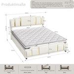 Hydraulic Double Bed 160x200cm with Headboard, Beige Velvet