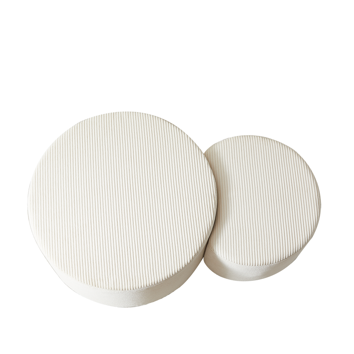 Coffee Table Set, 2-Piece Upholstered Round for Living Room, Foam
