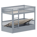 Children's Bunk Bed, 90x200 Hydraulic Storage System, Solid Wood Gray