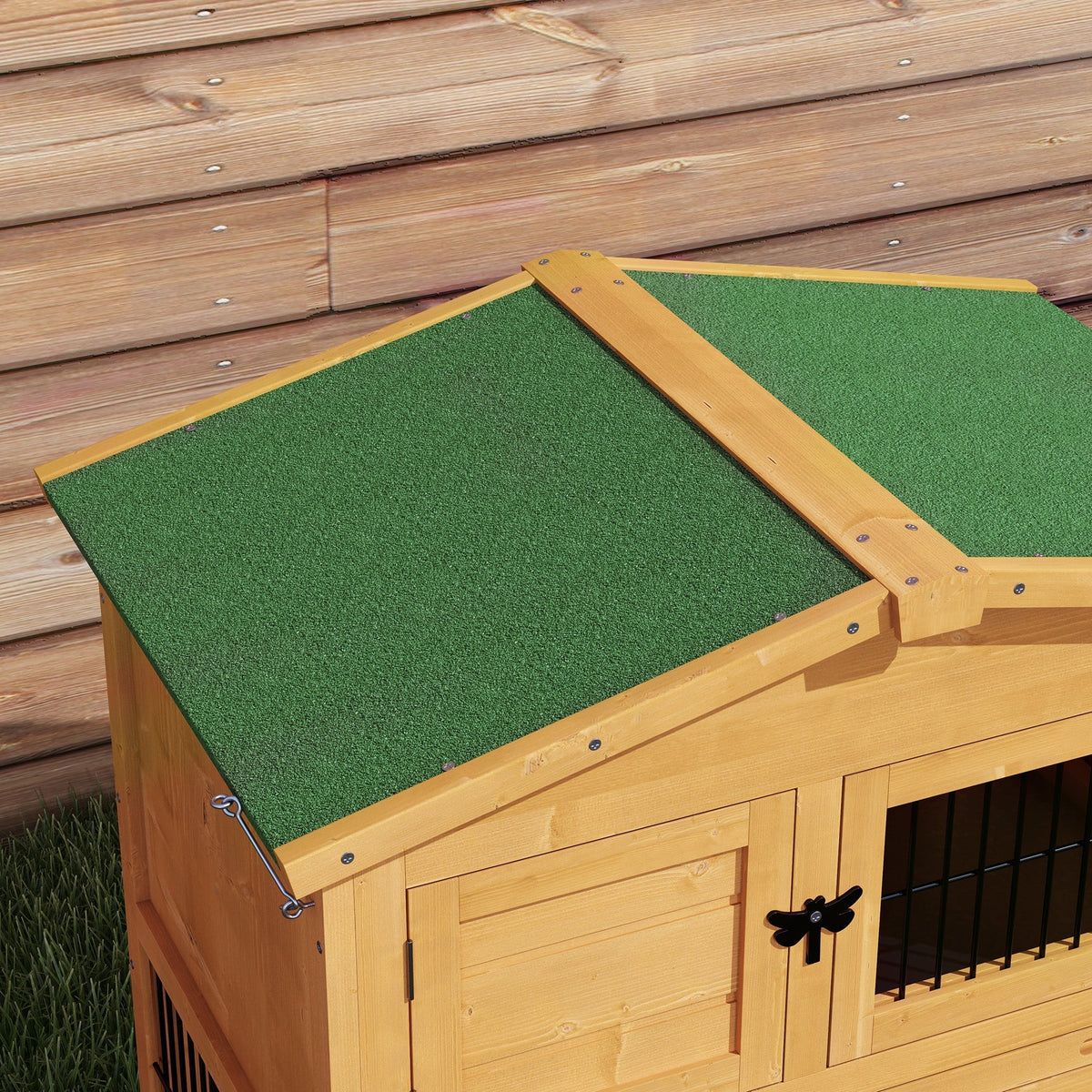 Rabbit Hutch 2 Levels, Outdoor Run, Fir Wood