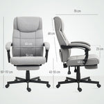 Office Chair, Ergonomic Massage Reclining Footrest, Grey Linen Look