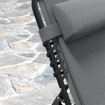 Folding Sun Lounger, Padded 5-Position Adjustable Weatherproof, Dark Grey