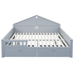 Children's Bed 140x200cm with Light Strip & Drawers, Grey