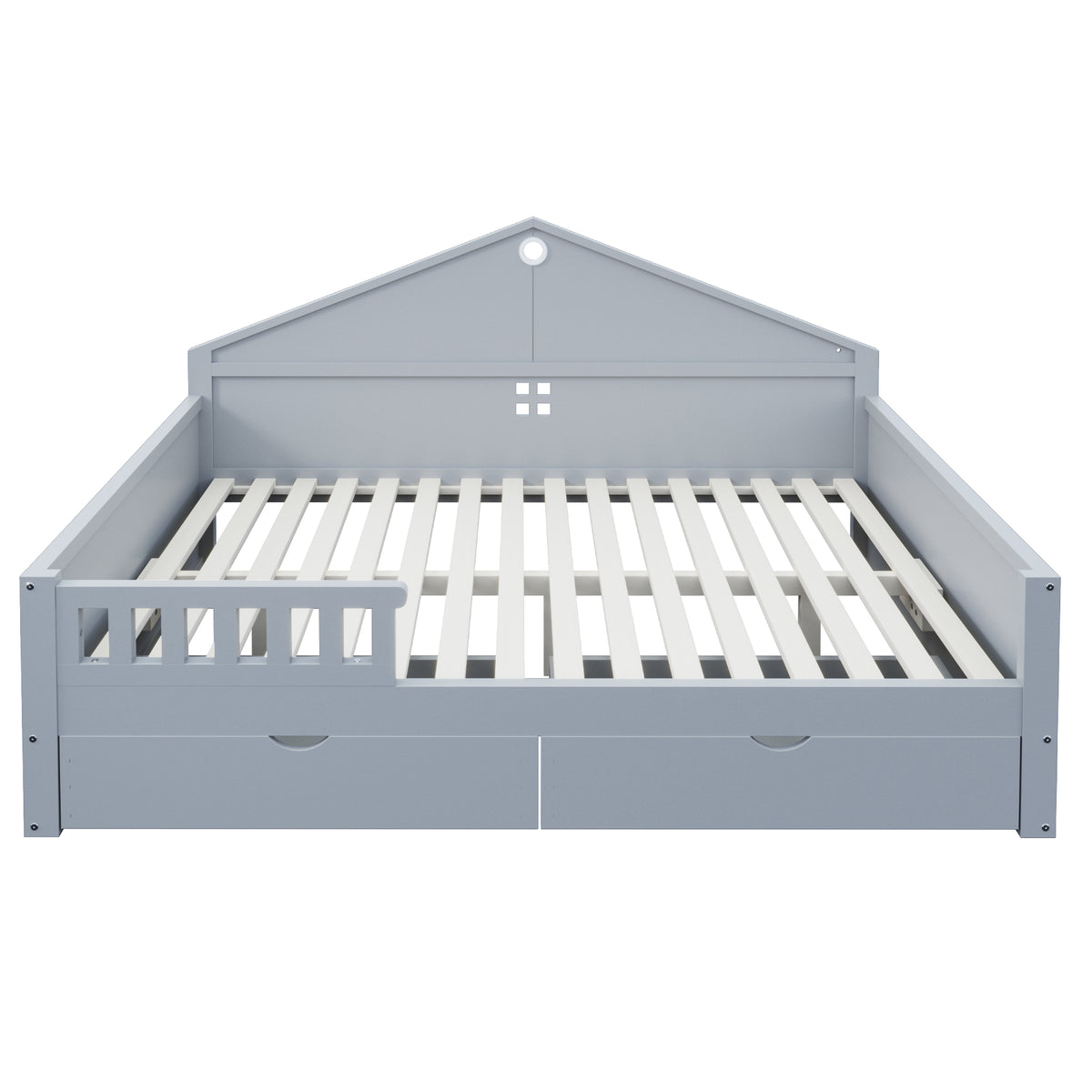Children's Bed 140x200cm with Light Strip & Drawers, Grey