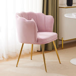 Armchair: Velvet Petal Back with Gold Legs, Modern
