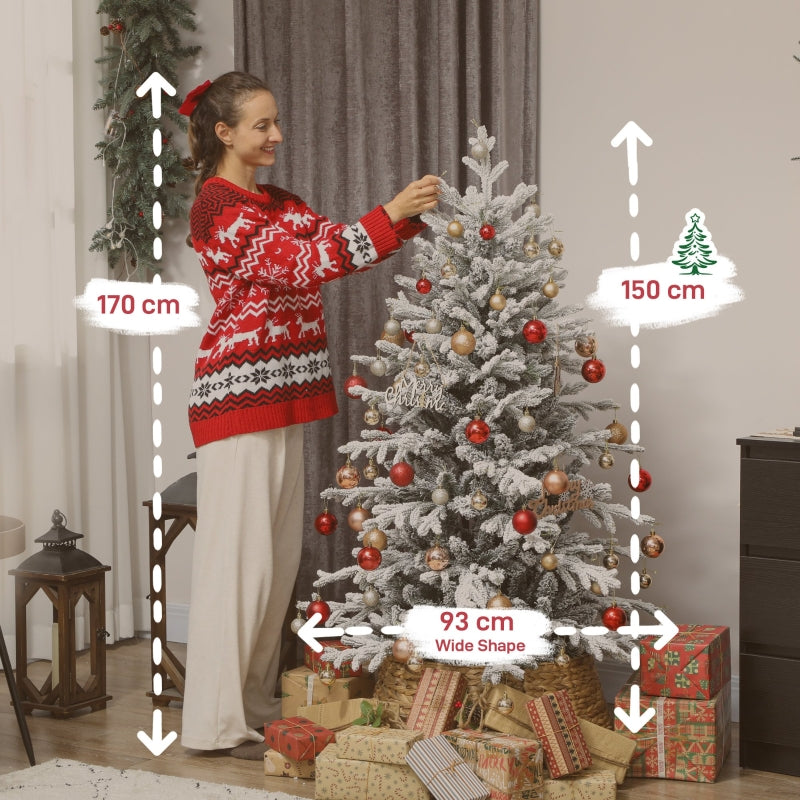 Artificial Christmas Tree 150cm 1162 Branches Snow, Green & White