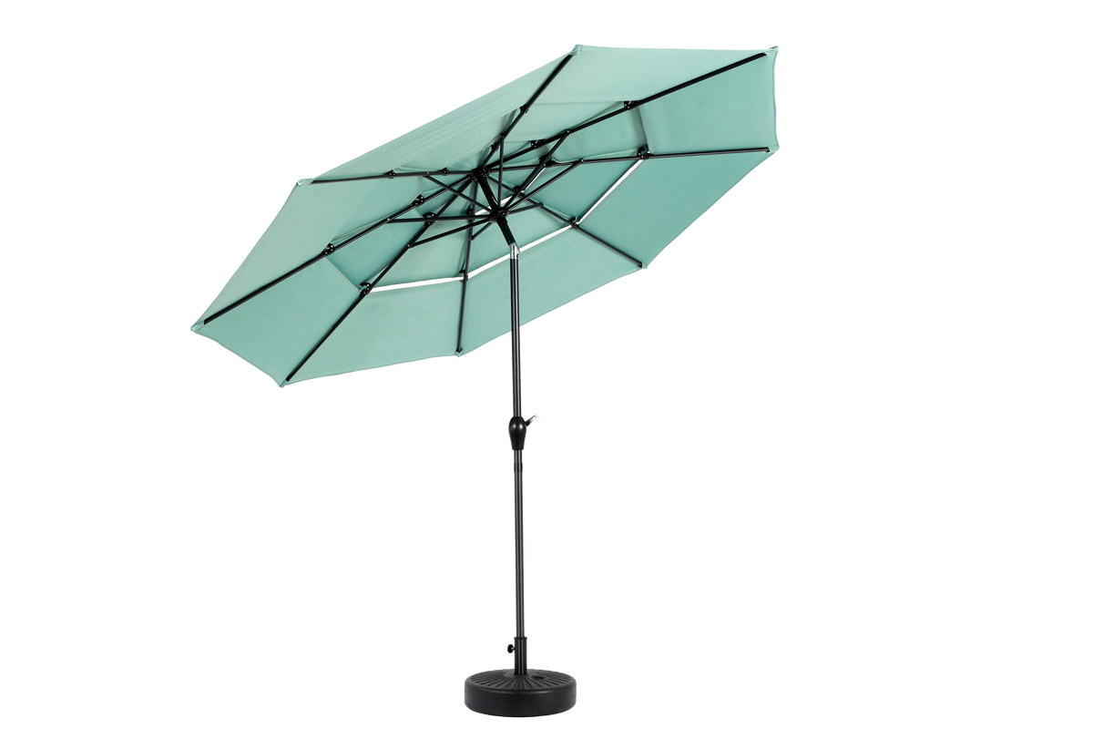 Double Sided Outdoor Umbrella, 14.8 Ft Rectangular Large with Crank, Light Green