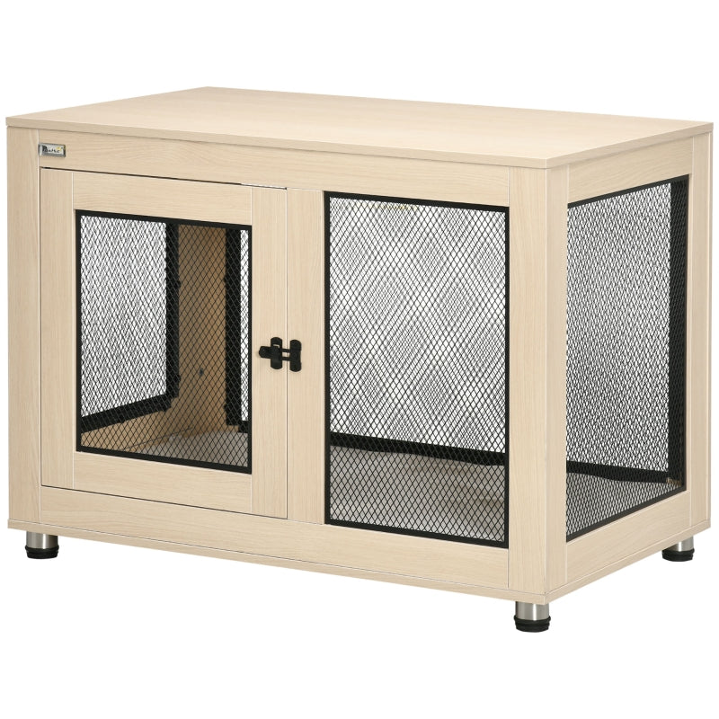 Dog Crate, Lockable, 2 Doors, Natural + Black