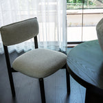 Wooden Chair Frank, Upholstered Seat, Black/Beige