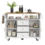 Kitchen Island Extendable Mobile 2 Doors 3 Drawers Spice Rack - Black/White