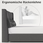 Upholstered Double Bed 160x200cm Hydraulic Storage Adjustable Headrests Linen Grey
