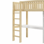 Loft Bed 90x200cm with Desk, Wardrobe & Drawers, Natural