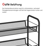 Rolling Cart 4 Tier, 5 Baskets, Steel Black