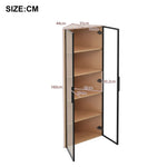 LED Glass Display Case 62x35x160cm Corner Cabinet with Light Strip, Tempered Glass, Oak