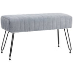 Upholstered Bench, Faux Fur, 82 x 30 x 47 cm, Gray