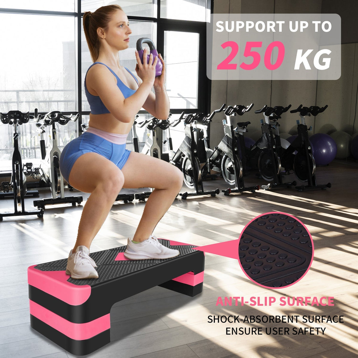 Aerobic Step Platform Adjustable Height 68.5cm Deck 10/15/20cm